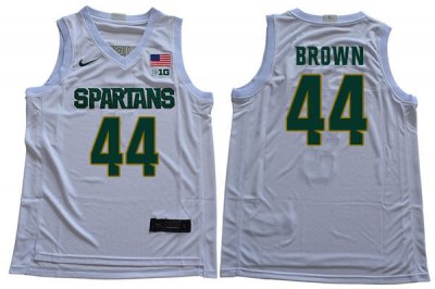 Men Gabe Brown Michigan State Spartans #44 Nike NCAA 2019-20 White Authentic College Stitched Basketball Jersey VX50Y83HR